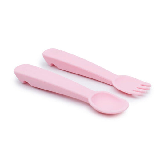 Poederroze baby bestek set