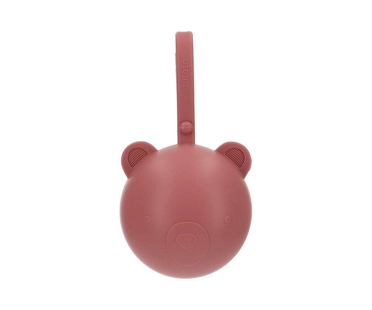 Porte-sucette en silicone Ours rose poudré - vue 4