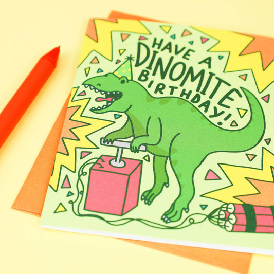 Dinosaur T-Rex Birthday Card "Have a Dinomite Birthday"