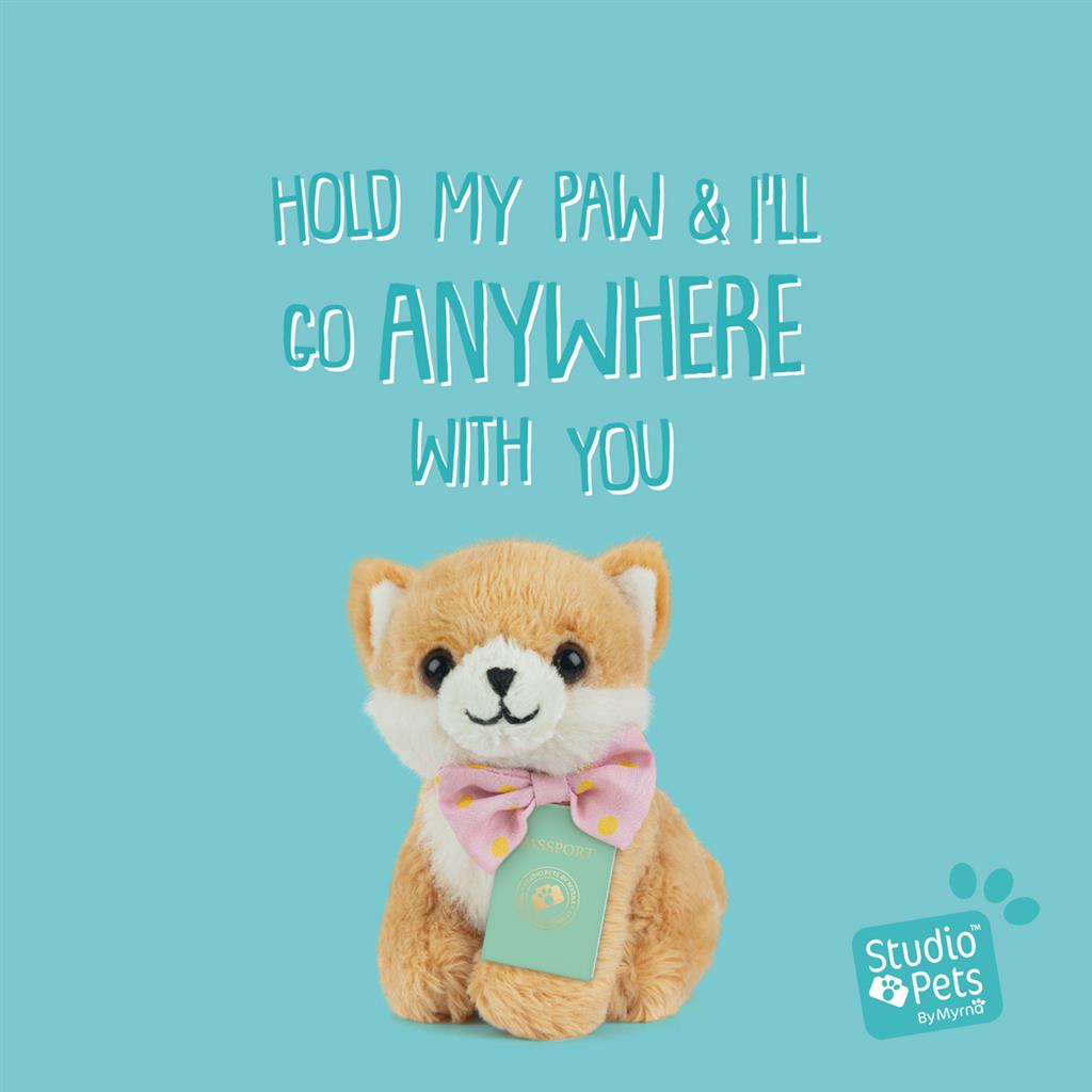 Studio Pets Mini-Plüschtier: Pomeranian Welpe PomPom 8cm, inklusive Mini-Notizbuch