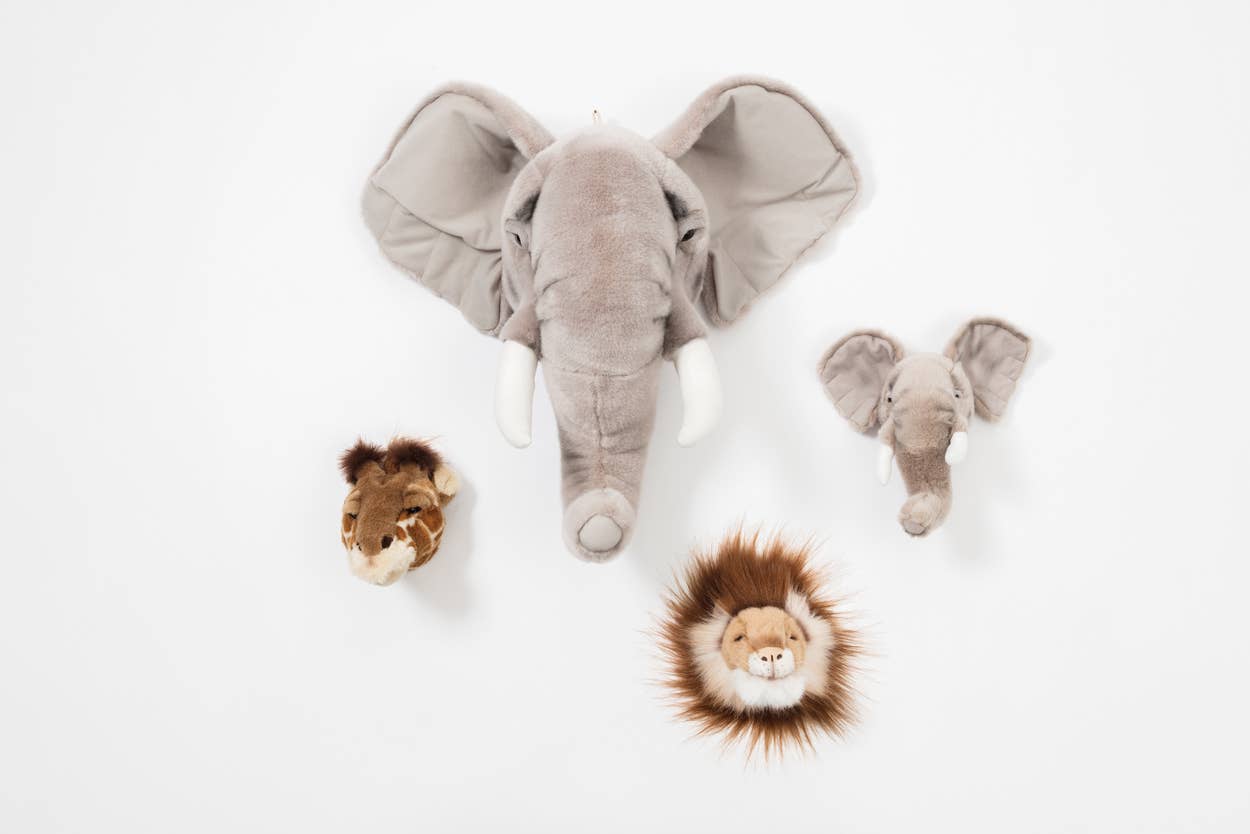 Mini Décoration Murale Peluche Têtes d'Animaux : Coffret Safari - Wild & Soft