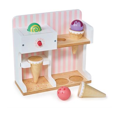 Mentari Boutique: KIOSQUE À GLACE 20x8,5x18,5cm, avec 3 scoops et 3 cornets, en bois, en boîte, 3+