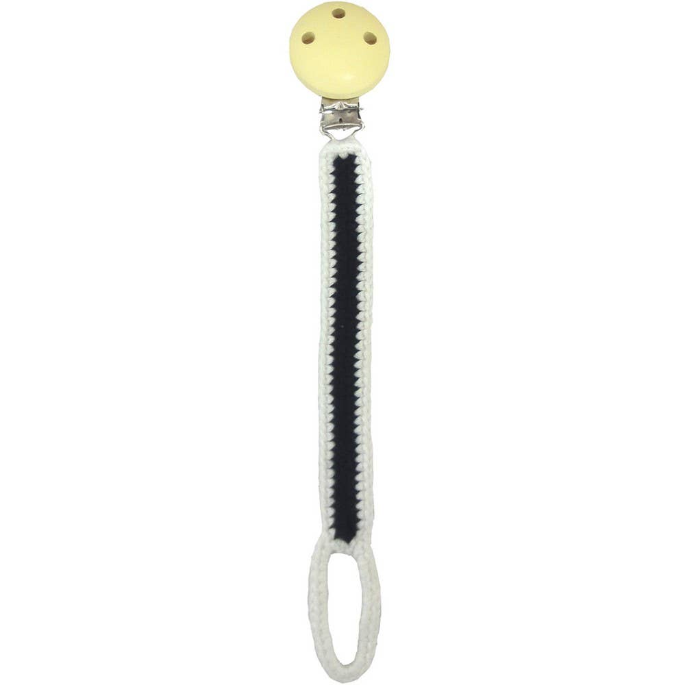 Crochet Pacifier Clip - Black/White