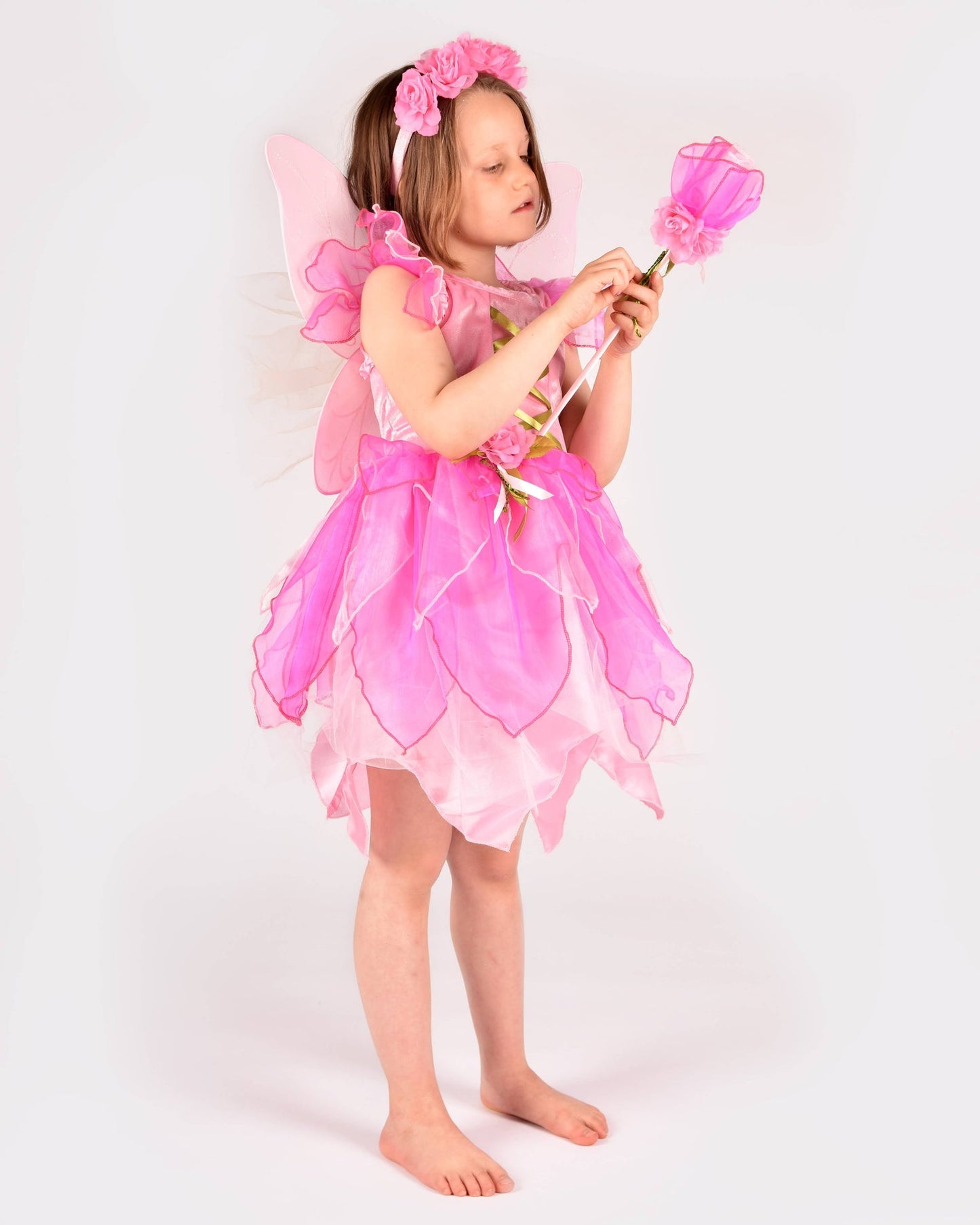 Feenkleid mit Flügeln+Diadem+Zauberstab 122-128 cm 6-8 Jahre