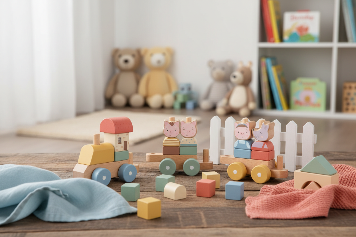 Holzeisenbahn Die drei kleinen Schweinchen