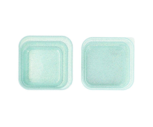 3 Boîtes à Déjeuner Aqua Paillettes Turquoise