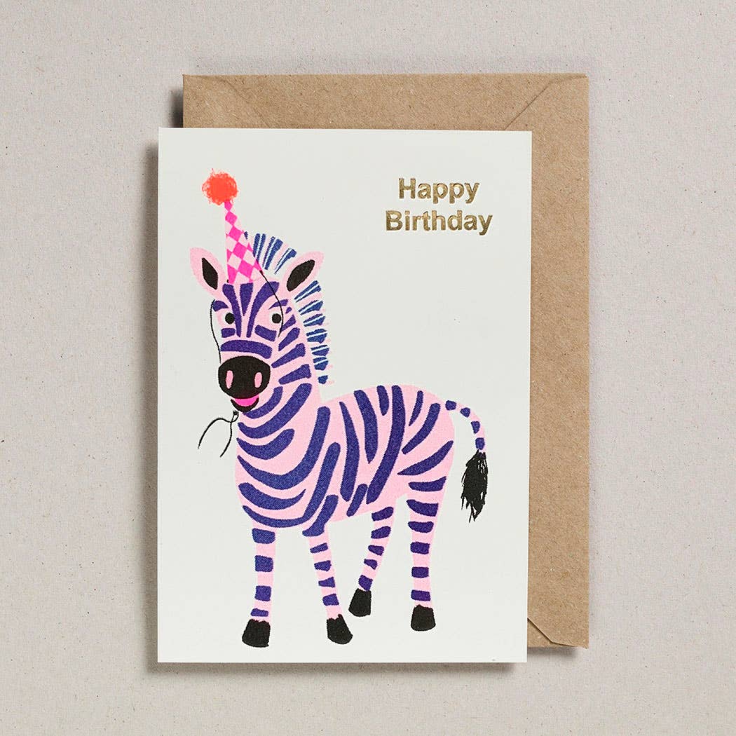 Birthday Card - Zebra