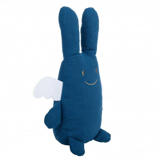 Schmusetuch Engel mit Rassel – Bio-Baumwolle Denimblau