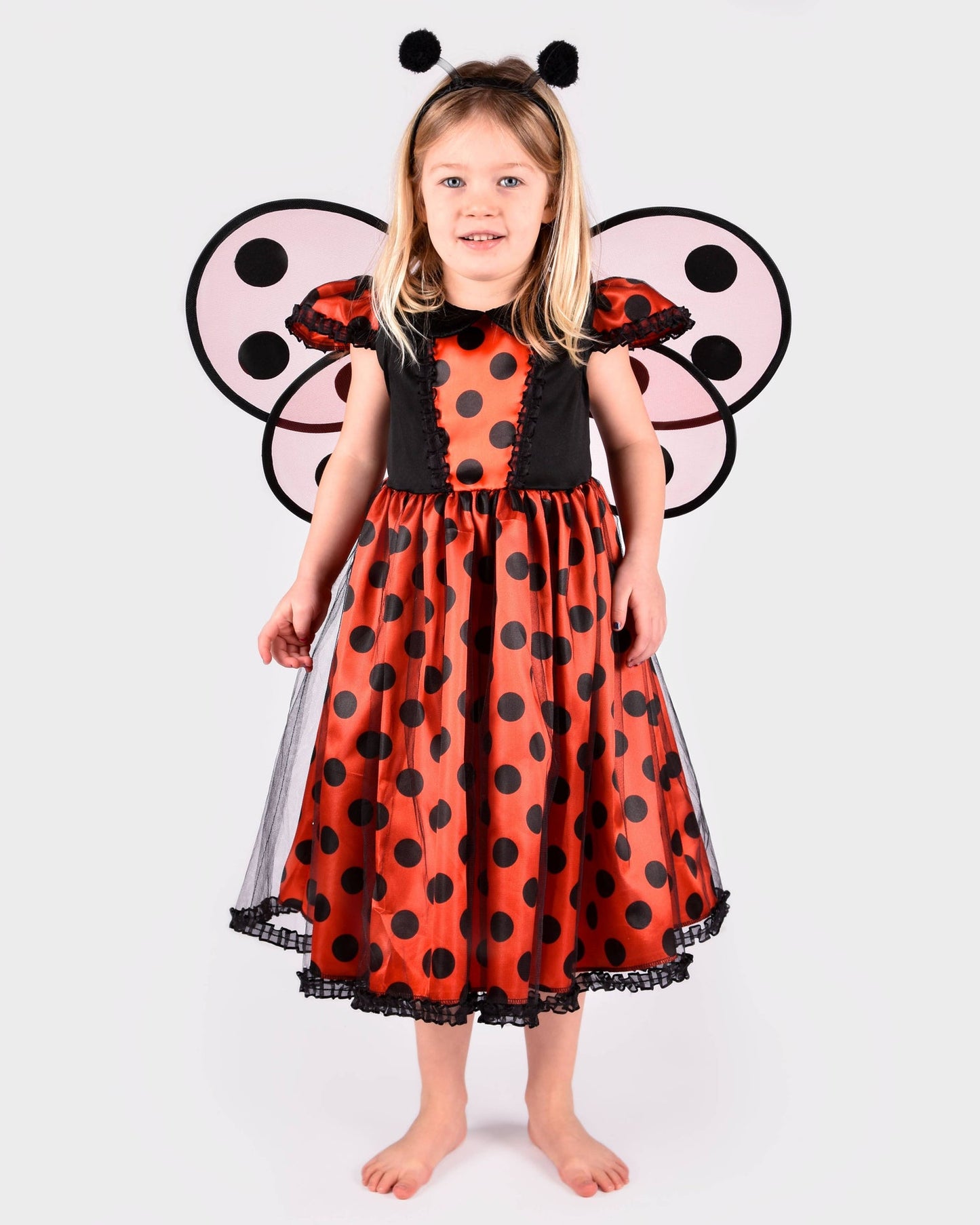 Marienkäferkleid mit Accessoires für 2-4 Jahre (Größe 98-104 cm)