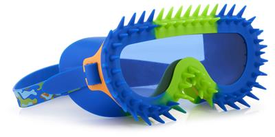 Bling2o MASQUE DE NATATION: MONSTA MASH - Scène Punk Orange, bleu, vert, silicone, sangle réglable, Protection UV à 100 %, anti-buée, en boîte de rangement transparente, 6+