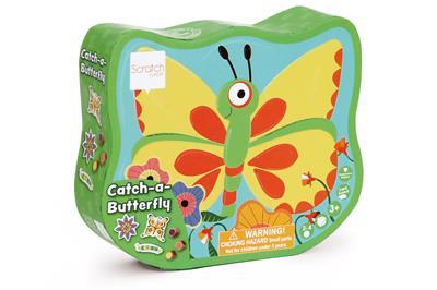 Scratch Jeu Compact: CATCH-A-BUTTERFLY, en boîte forme 13x10,8x3,5cm, 3+