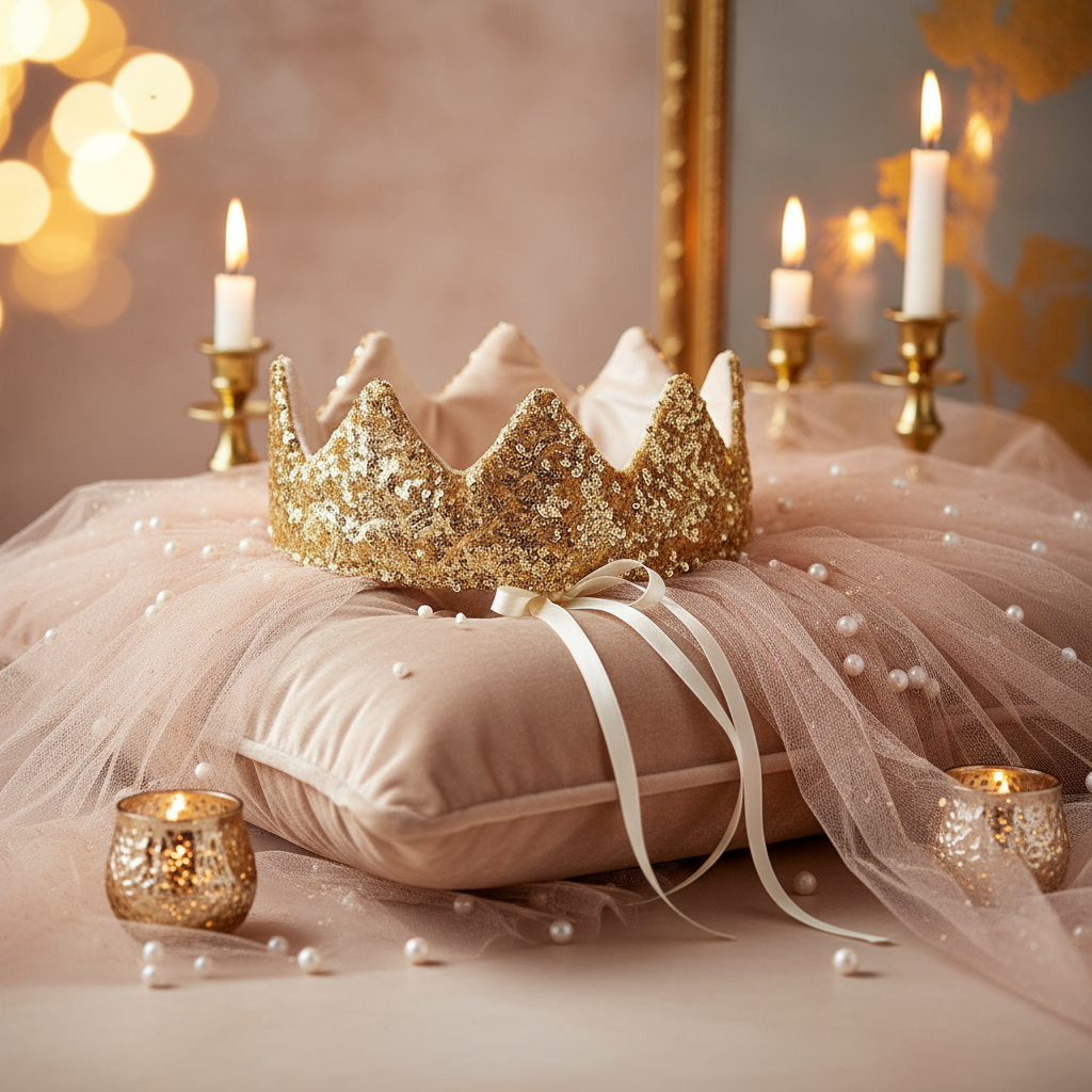 Couronne de Princesse - Paillettes Dorées – vue produit 4