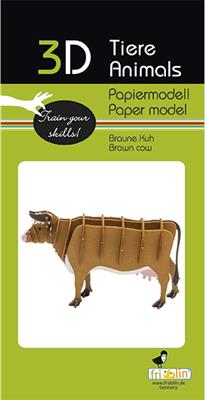 3D Paper Model - Brown Cow