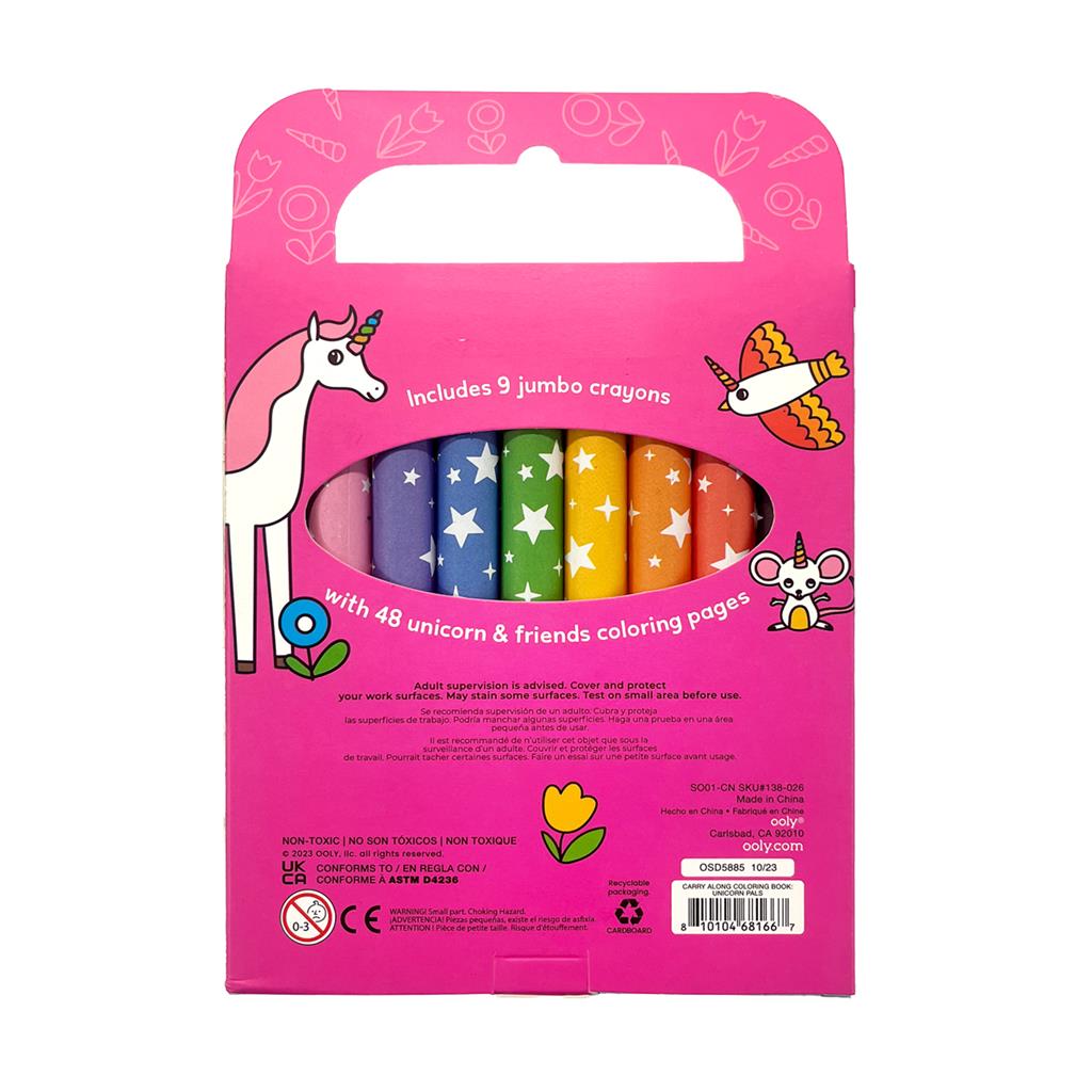 Kit de coloriage Carry Along Unicorn Pals avec neuf crayons OOLY — autre vue de l'emballage