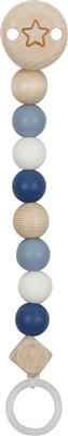 Goki Baby Accroche Tétine: COEUR L21cm, bleu, bois et slilicone