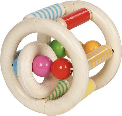 Goki Baby Hochet: ROULEAU rayé diam.7cm, avec élastique, bois