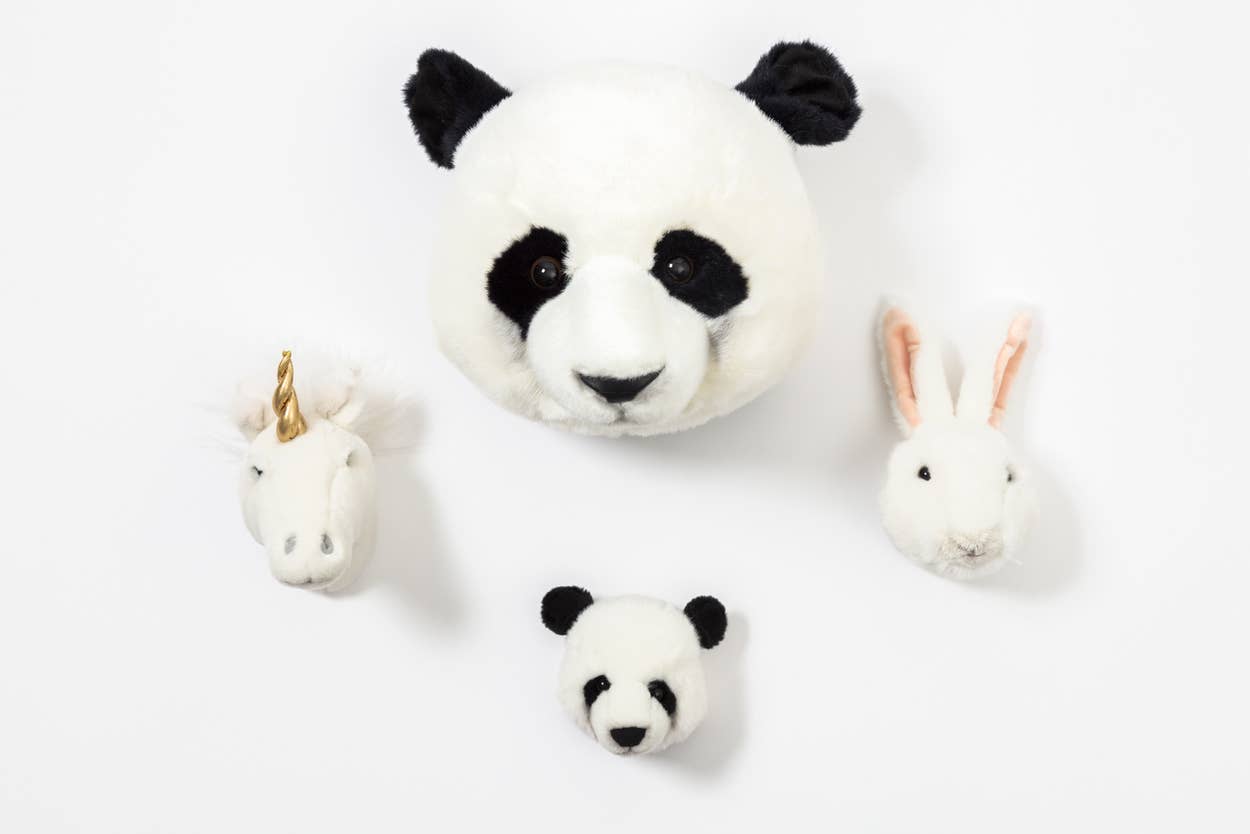 Mini-Wanddekoration aus Plüsch mit Tierköpfen: Geschenkset