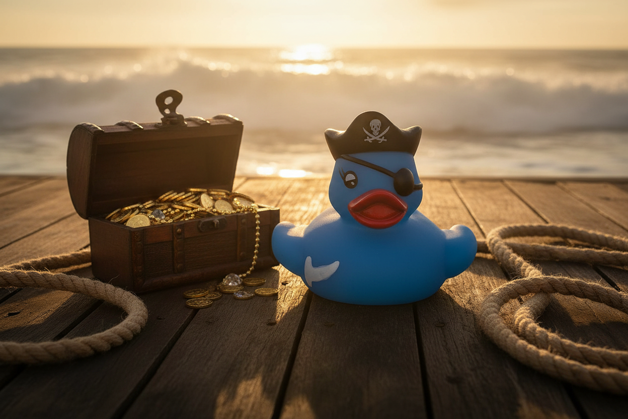 Petit Canard de bain Pirate Bleu