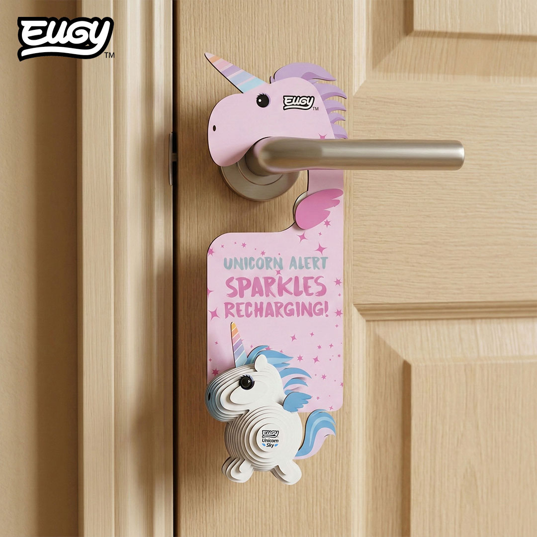 Maquette 3D EUGY D069 Accroche-porte Licorne Ciel – mise en scène
