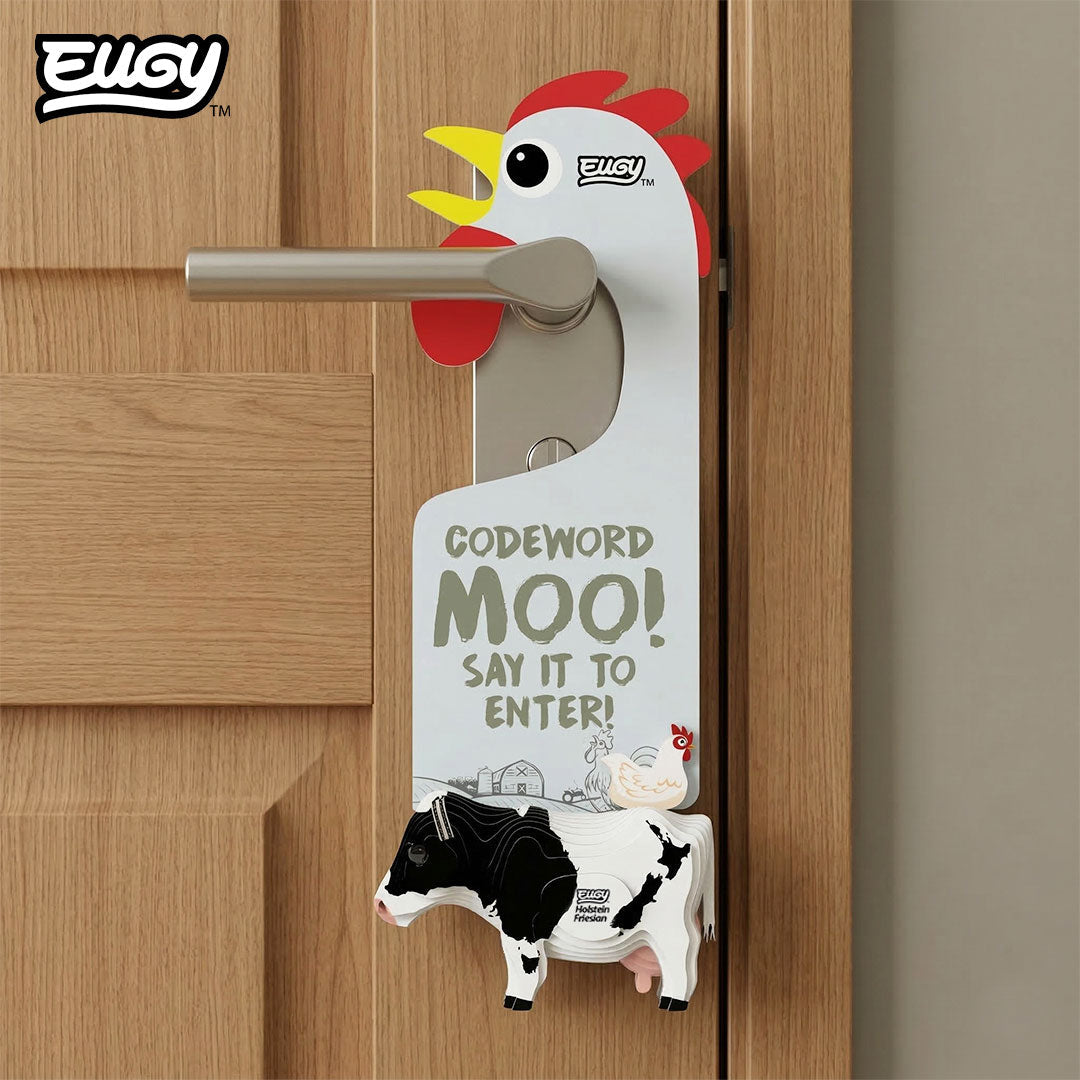 Maquette 3D EUGY D079 Accroche-porte Vache Holstein – mise en scène