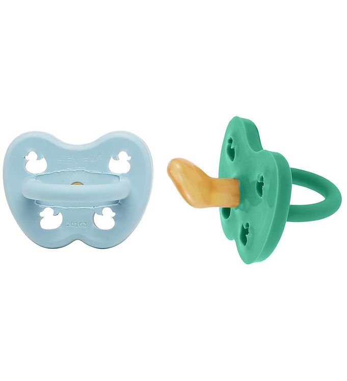 pack de 2 sucettes canard maya blue pop of green hevea baby