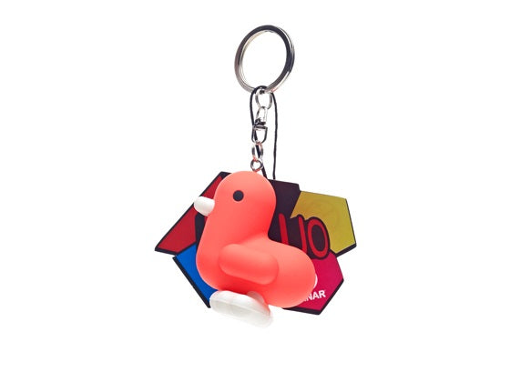Neonroter Enten-Schlüsselanhänger