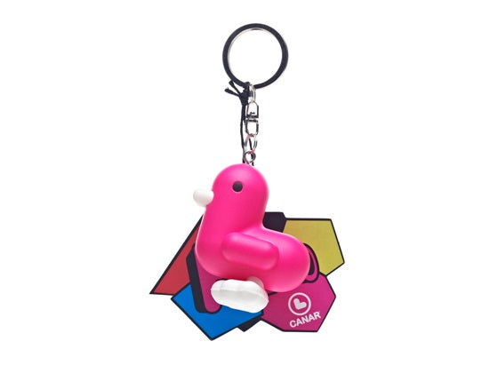 Neon Pink Duck Keychain