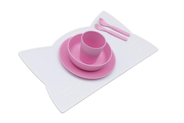 White cat silicone table set