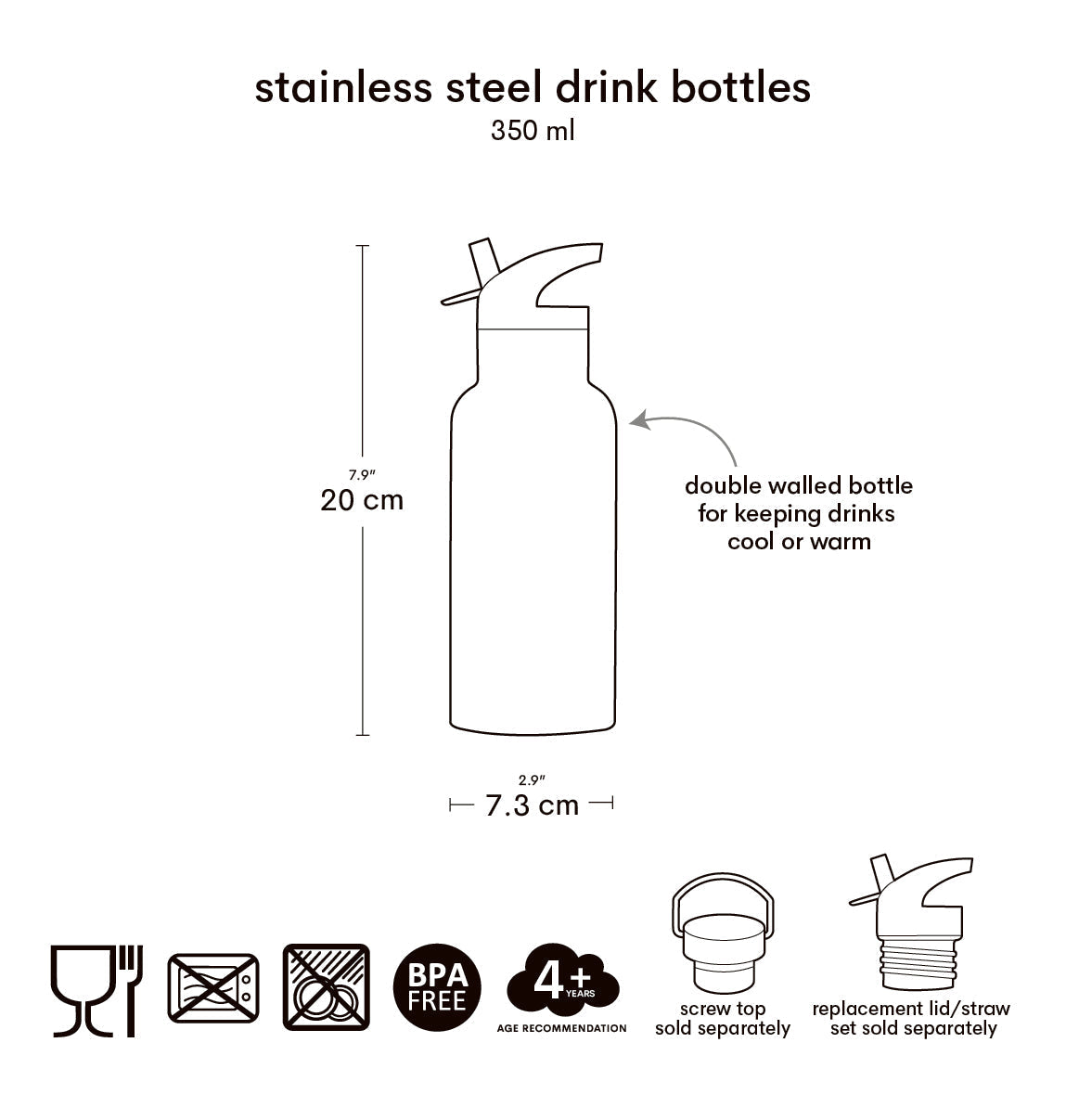 Gourde enfant en inox - Dinosaures – vue 6 – A Little Lovely Company