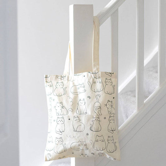 White Cats Printed Tote Bag