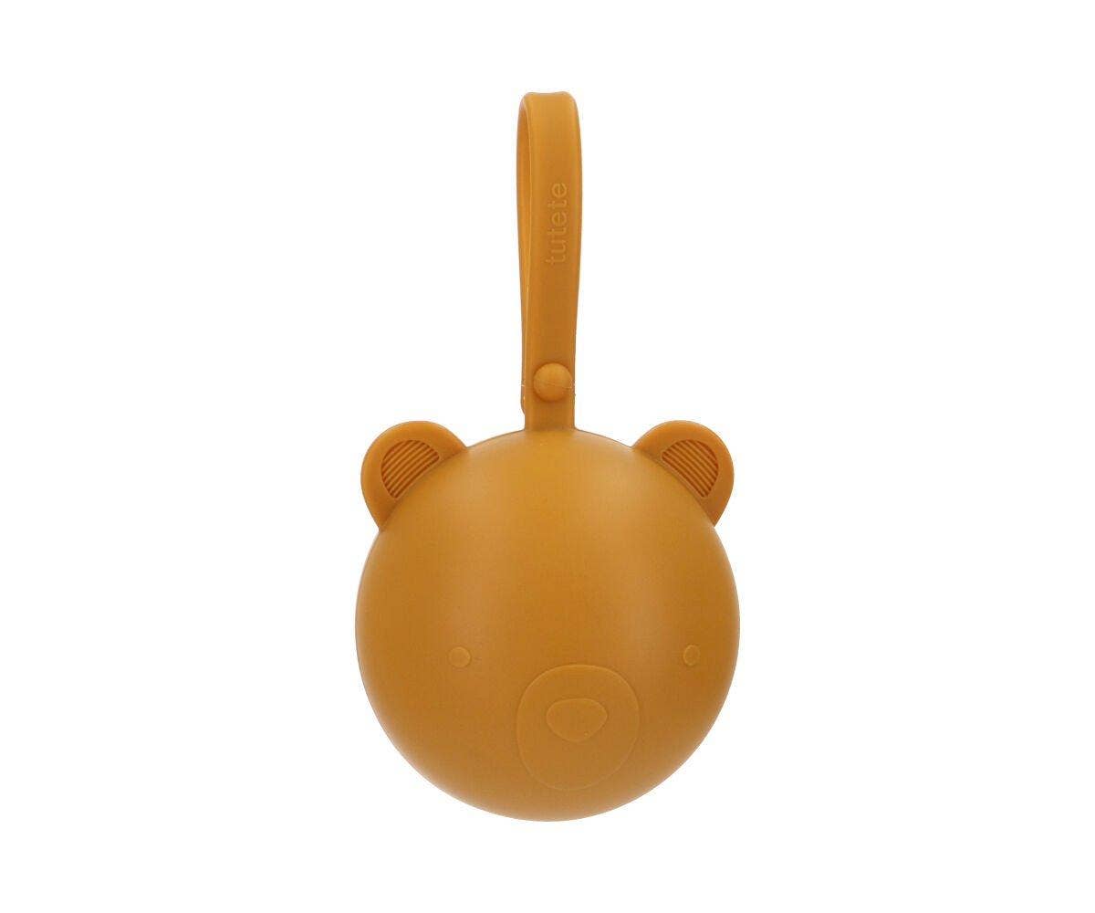 Porte-sucette en silicone Ours moutarde - vue 4