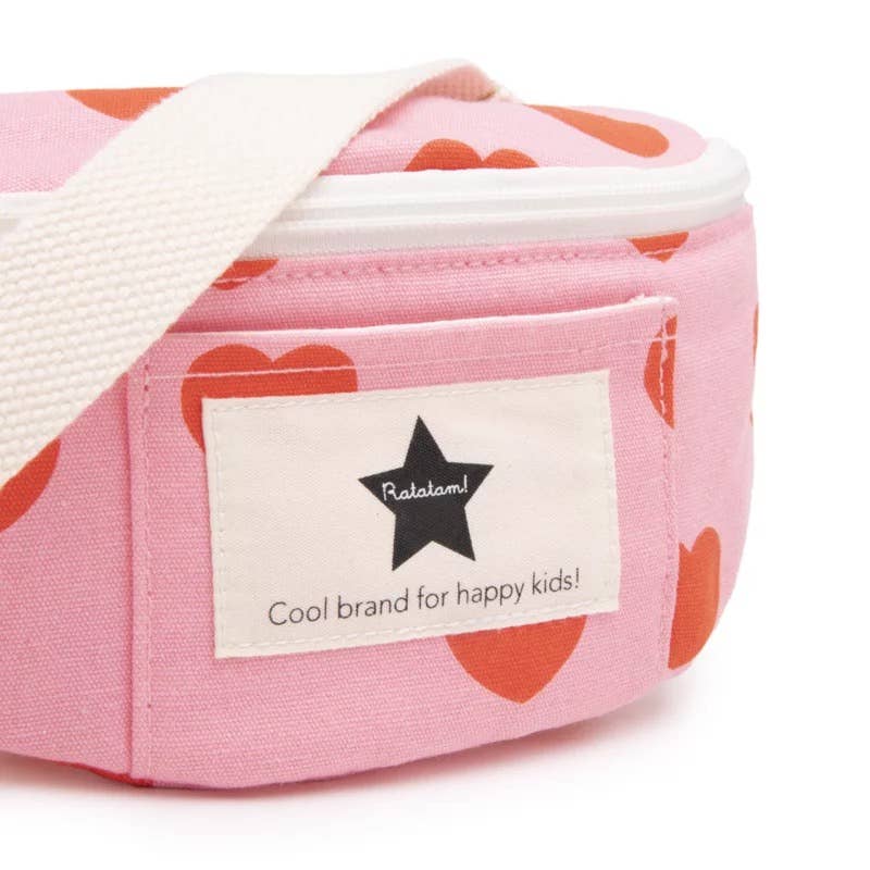 Kinder-Bauchtasche mit rosa und roten Herzen