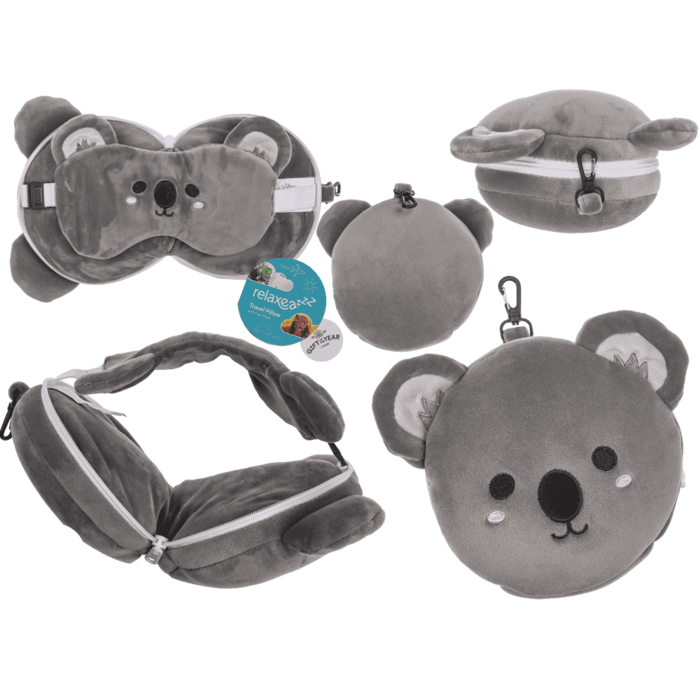 Kids Plush Travel Pillow with Eye Mask - Koala