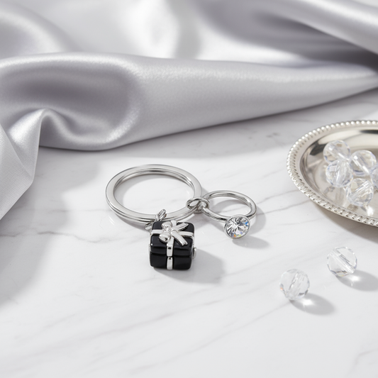 Schwarzer Verlobungs-Schlüsselanhänger
