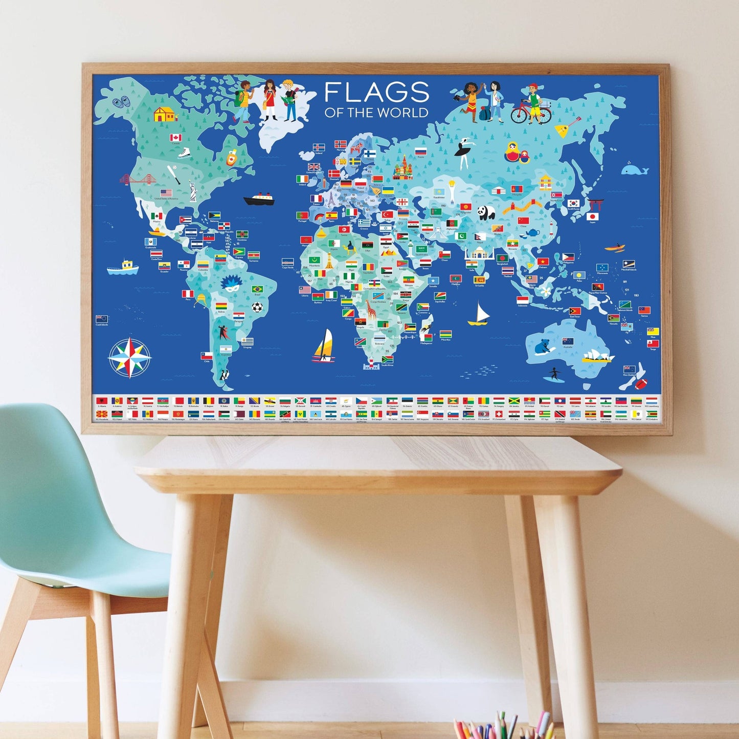 Drapeaux - Poster en stickers - Discovery inspiré Montessori