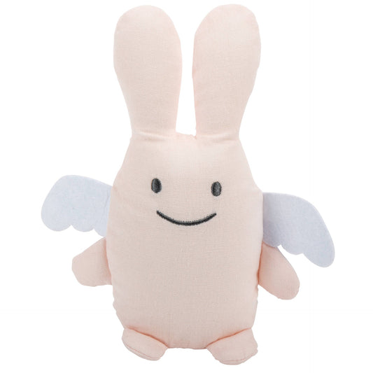 Kuscheltier Hase mit Rassel – Bio-Baumwolle Rosa
