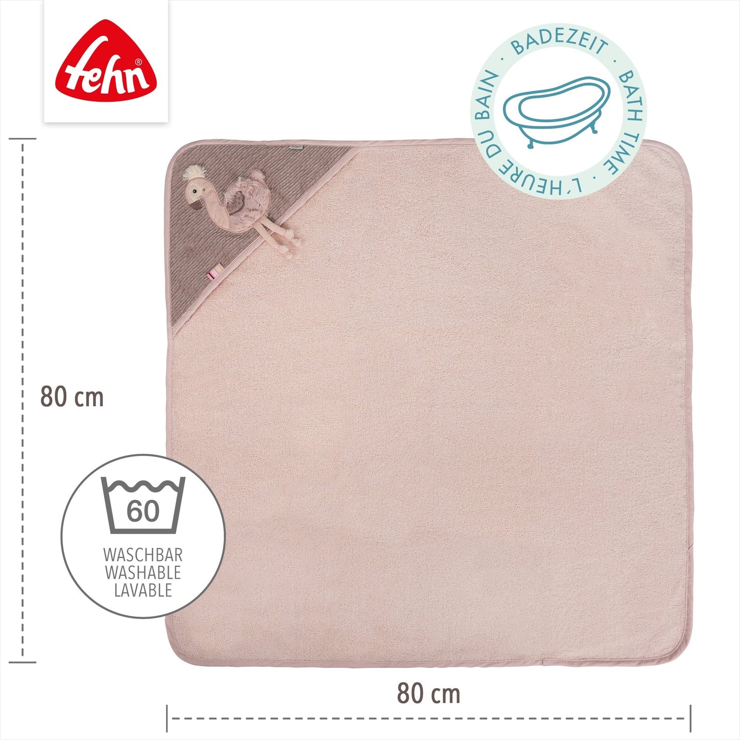 Kapuzenbadetuch Flamingo