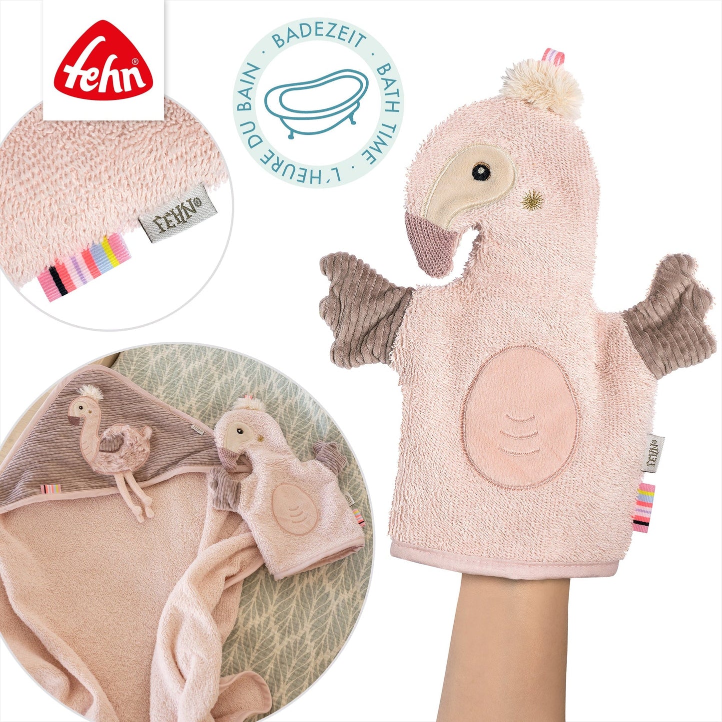 Waschhandschuh Flamingo