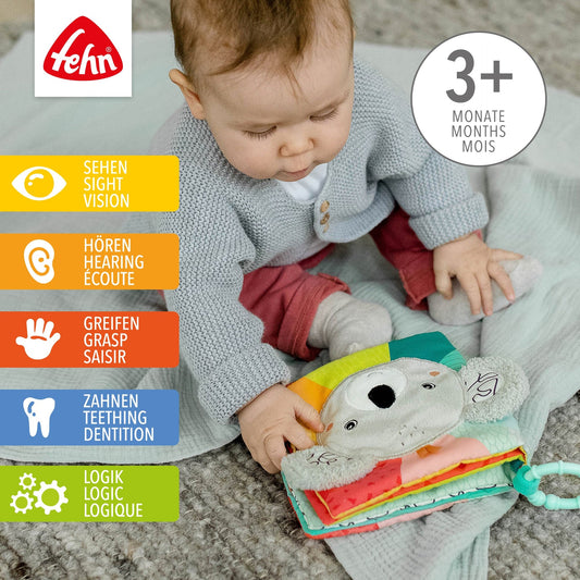 Livre d’éveil en tissu koala – 17 × 17 cm