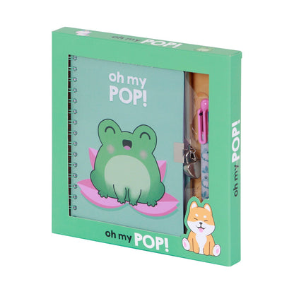 Coffret Journal + Stylo 6 Couleurs Oh My Pop! « Froggy » – Turquoise
