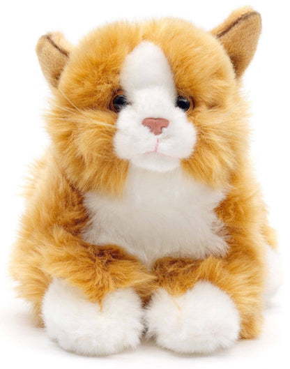 Chat couché (brun-rouge) - peluche Uni Toys