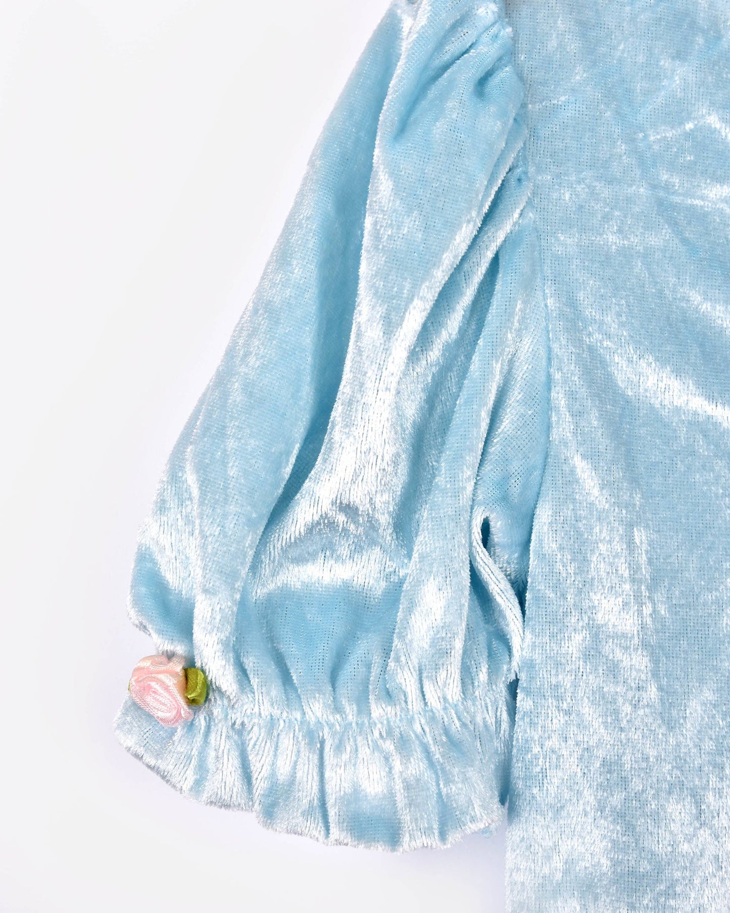 Hellblaues Samt-Prinzessinnenkleid 98-104 cm 2-4 Jahre