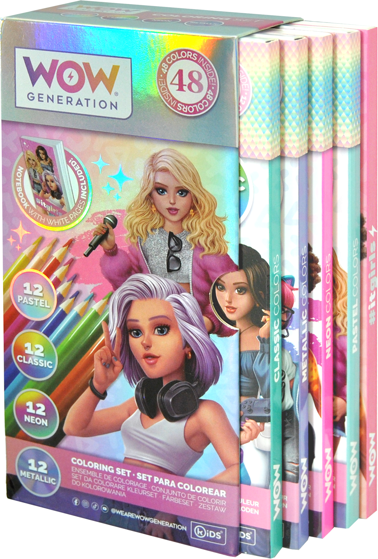 Set mit 48 Buntstiften und Notizbuch