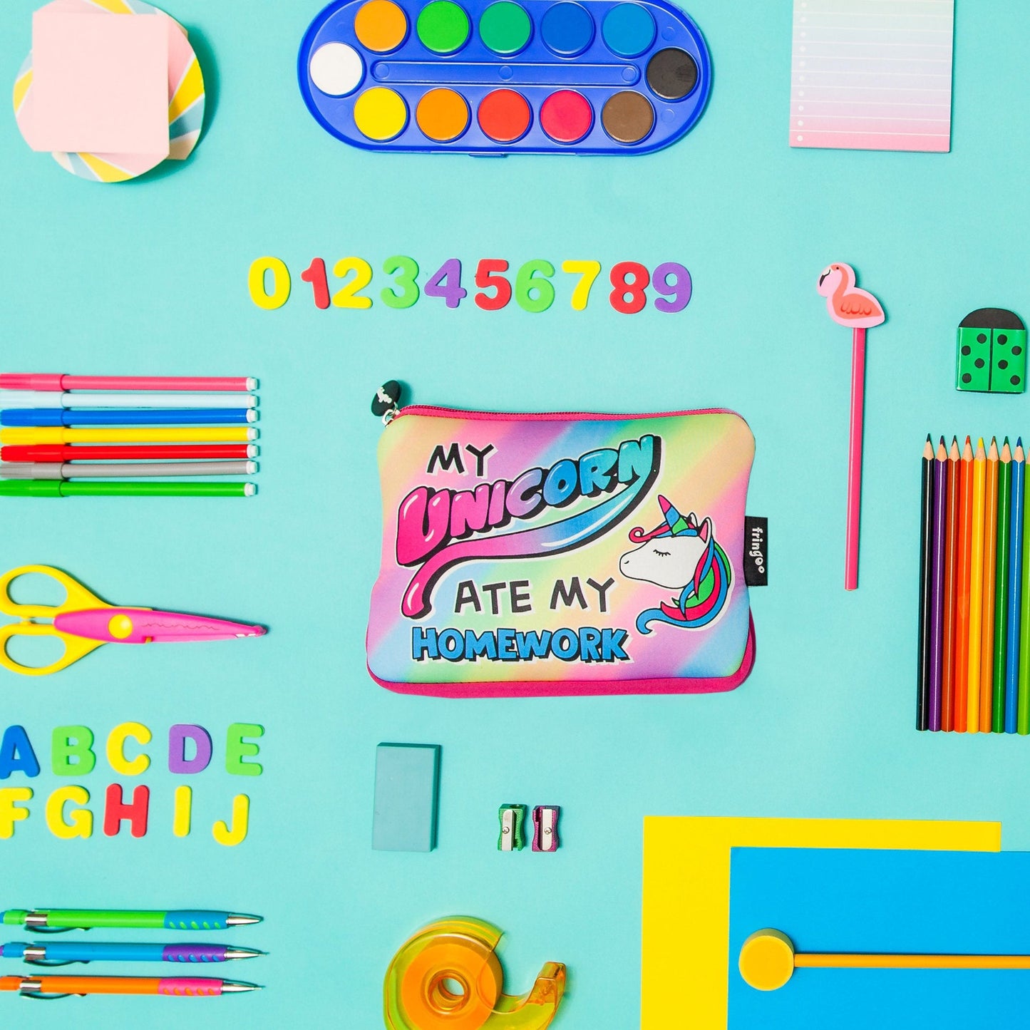 Grande trousse scolaire imprimée – licorne Ate