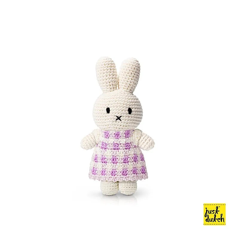 Peluche Miffy – Robe Vichy Lilas
