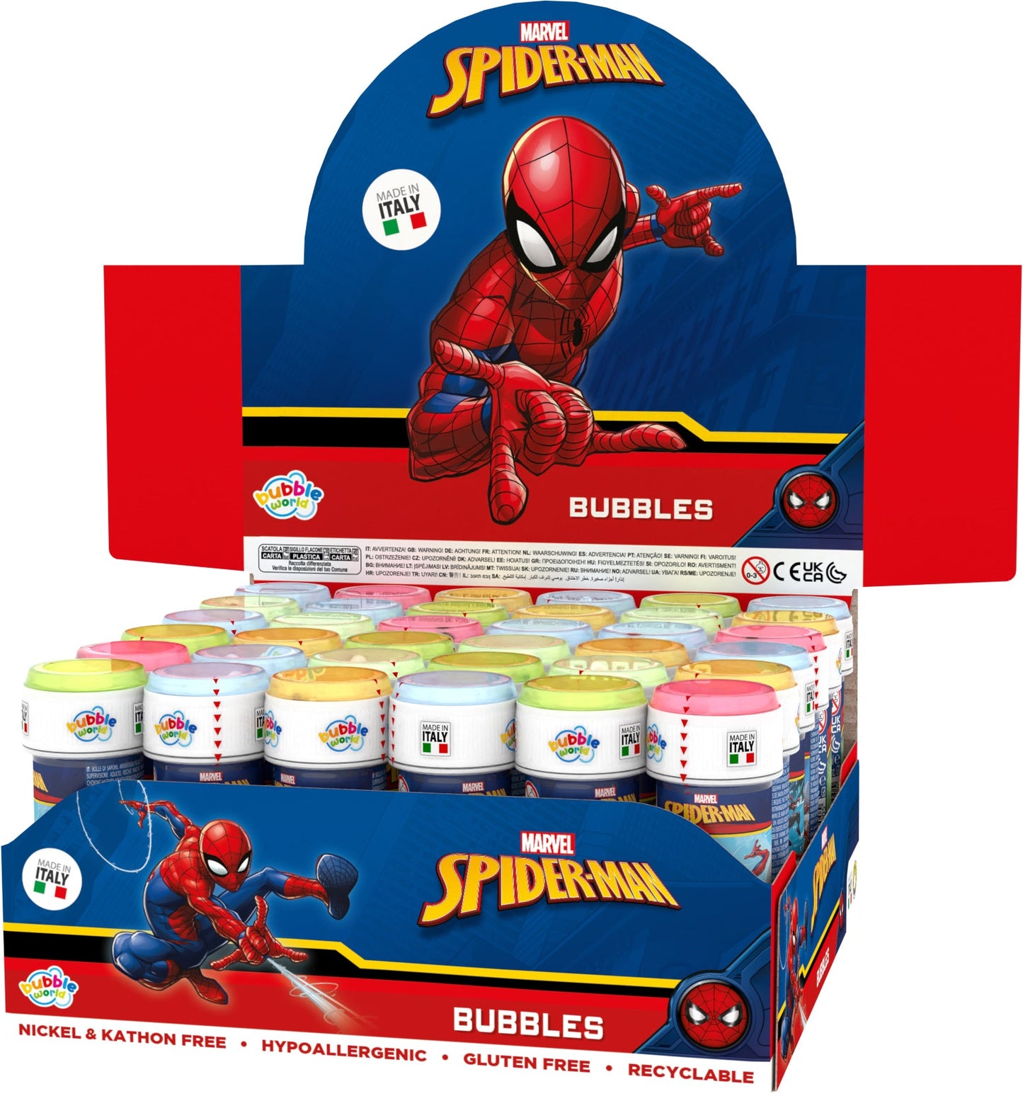Seifenblasen Spider-Man Marvel Set – Display 36 Flaschen 60 ml Bubble World