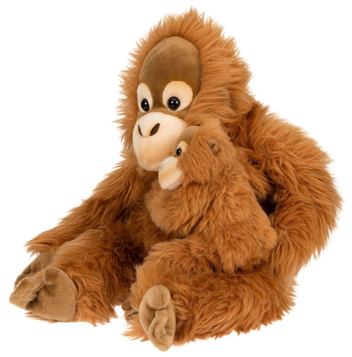 Peluche Orang-outan avec bébé, Assis