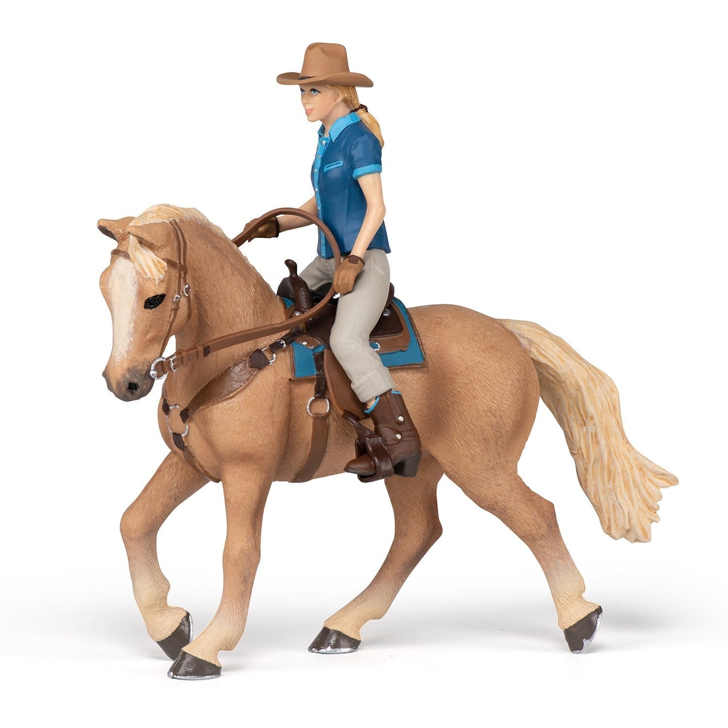 Figurine Cheval western et sa cavalière Papo - cheval