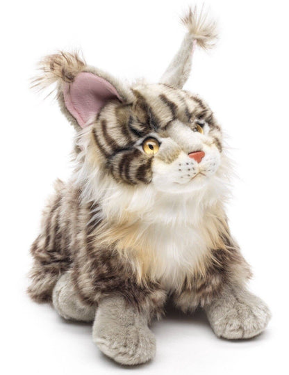 Peluche Chat Maine coon assis (gris)
