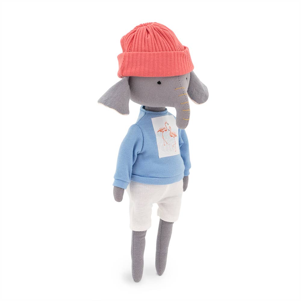 Alice the Elephant plush toy with blue t-shirt outfit and mermaid tail - 29 cm
